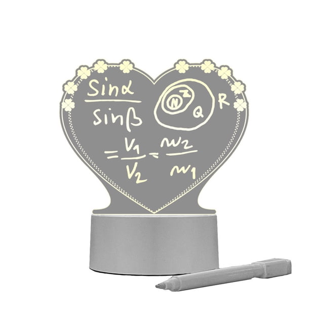 Mini tablero de mensajes led luminoso con Base blanca borrable, regalo de cumpleaños creativo