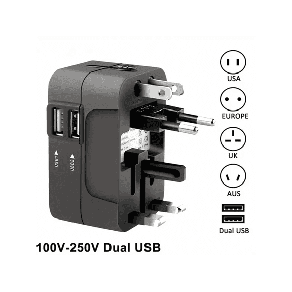 Travel Adapter Worldwide All-in-One - Universal AC Power Plug Adapter with USB-C & USB-A Ports for USA, EU, AUS