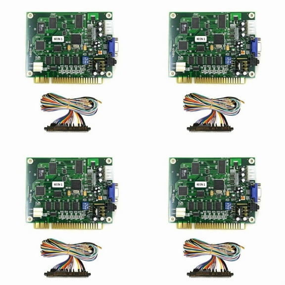 4X 60 in 1 Multicade PCB Board Arcade Game Board with 28P Cable VGA Output Arcade Game Board Horizontal for Jamma Arcade