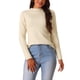 thumbnail image 1 of Suéter de manga larga de cuello redondo para mujer, otoño/invierno, ajuste delgado, color beige M, 1 of 5