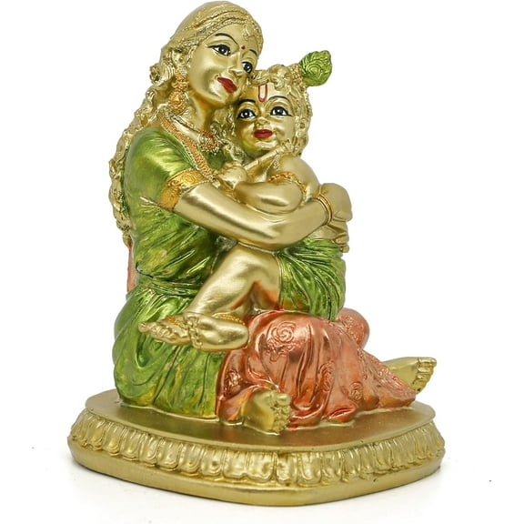 Hindu God Yasoda Krishna Statue - Indian Pooja Yashoda Baby Krishna Idol Murti Figurine Indian God Lord Home Office Temple Mandir Altar Shrine Puja Item Golu Doll Diwali Gift Inida Spiritual Gifts