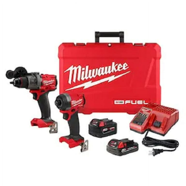 Milwaukee Tool 3697 22CXC M18 FUEL 18V Li Ion Brushless Cordless Next Generation Hammer Drill Impact Driver Combo Kit 2 Tool Walmart