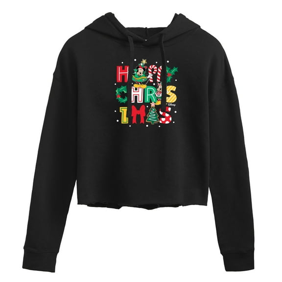 Disney - Happy Christmas Icons - Juniors Cropped Pullover Hoodie