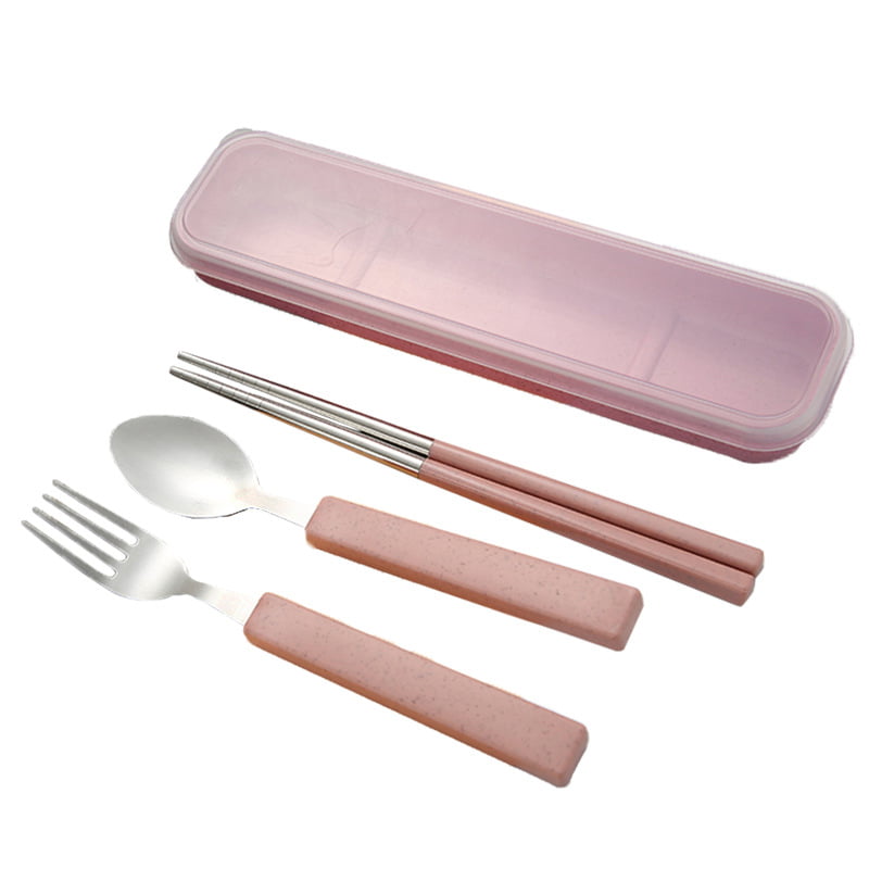 3cps/Set Travel Picnic Lunch Stainless Steel Chopsticks Spoon Fork Tableware Set 