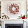 thumbnail image 5 of JEWLALO Spring Wreath, 24” Wreath, Artificial Red and Orange Wreaths with Flower, All Seasons Wreath for Front Door, Living Room, Wedding, 5 of 8
