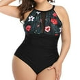 thumbnail image 1 of Aayomet Maillot de Bain une Pièce à Blocs de Couleur Swimsuits Col Rond Contrôle du Ventre Rembourré Vêtements de Bain,B TG, 1 of 4