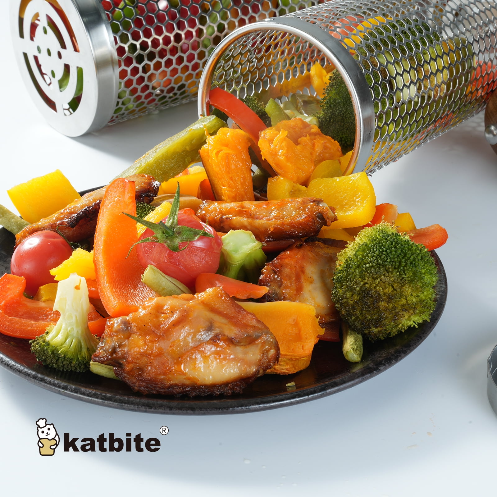 Katbite 2-Pack Rolling Grill Baskets - Thumbnail 5