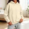 thumbnail image 6 of Vivcore Kids Knit Hoodie Casual Pullover Sweater Soft Cozy Hooded Sweatshirt for Toddlers and Children,Beige,120, 6 of 8