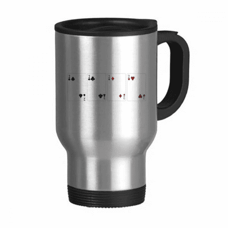 

2 heart spade club pattern travel mug flip lid stainless steel cup car tumbler thermos
