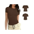 thumbnail image 7 of ZAXARRA Women's Short Sleeve Crewneck Ribbed Knit Tops Summer Casual Slim Fit Basic Tee Shirts, 7 of 7