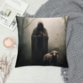 thumbnail image 2 of COMIO  Jesus &amp; Lamb Throw Pillow Covers ,Jesus Save Lost Lamb Pillow Covers,Movie Art Home Decor Christ Jesus Faith Pillowcase,Vintage Soft Square Cushion Cover for Sofa Bed Couch, 2 of 5