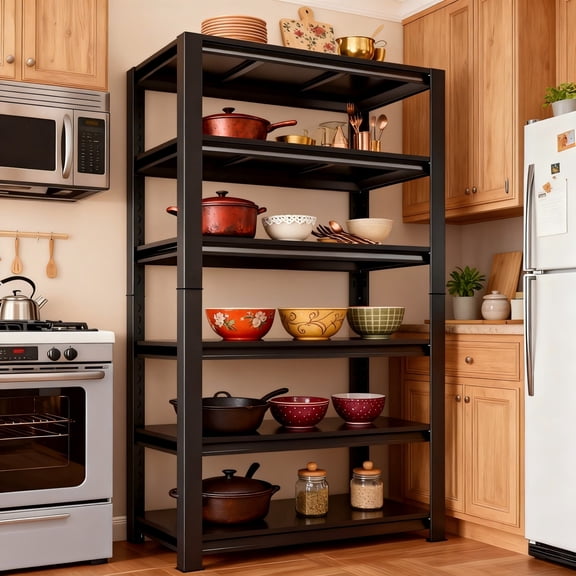 Black Adjustable Heavy Duty Storage Shelving, 3600LBS Steel Shelf Double Layer Panel Thickened Columns for Home Kitchen Garage Basement Pantry, 6-Tier, 40"W x 16"D x 82"H