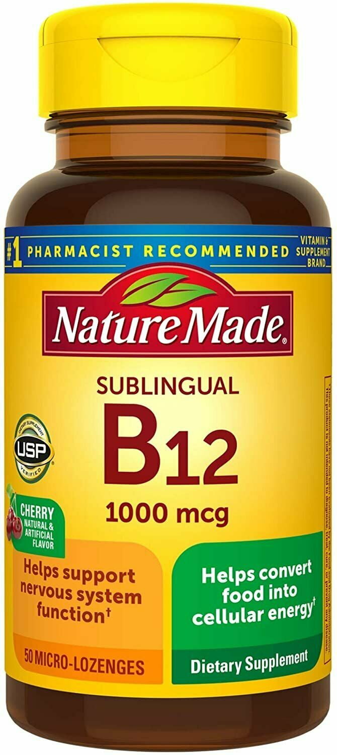 Nature Made Sublingual Vitamin B12 1,000 Mcg Cherry Flavored Lozenges 50 Ct