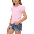 thumbnail image 4 of Solid Color Round Neck Short Sleeved T-Shirt for Kids, Casual and Comfortable Mid-Size Top, 4 of 9