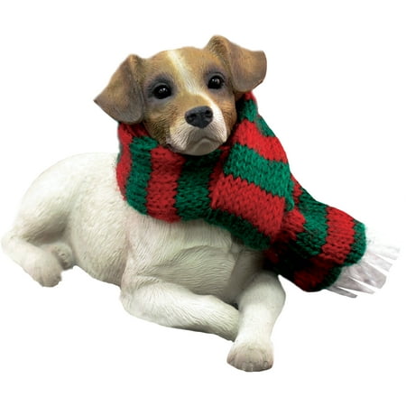 - Sandicast Lying Brown Jack Russell Terrier with Scarf Christmas Dog Ornament