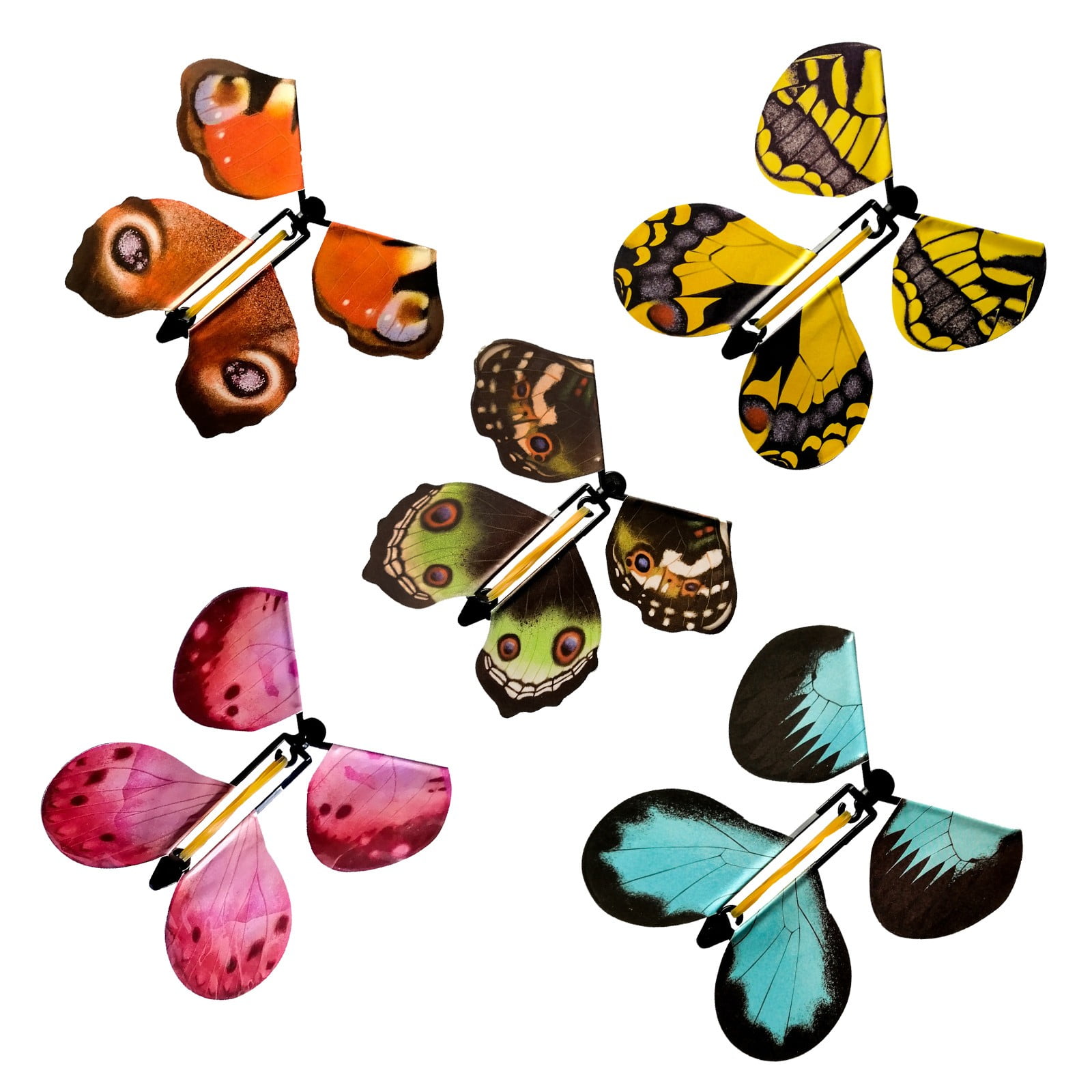 5PCS Wrap Magic Flying Butterfly Clockwork Rubber Band Powered Butterfly 
