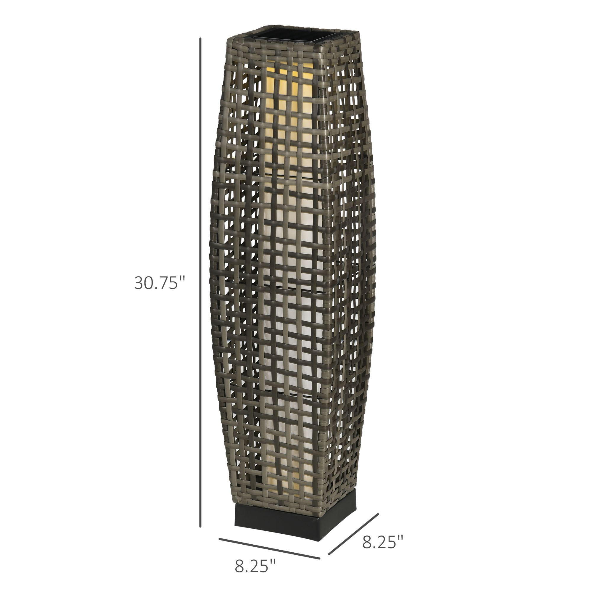 Solar Floor Lamp, Outdoor Garden Lantern Pathway Light & Decorative Driveway Lighting with Auto On/Off LED Lights for Porch, Yard, Lawn, Gray