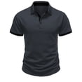 thumbnail image 6 of Yifymode Men's Classic Short Sleeve Polo Shirt, Textured Knit Contrast Collar & Cuff Regular Fit Top Dark Gray M, 6 of 6