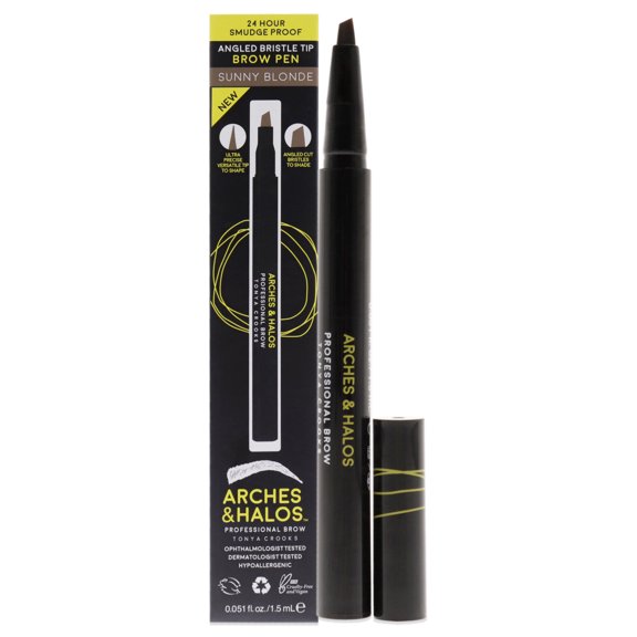 Lápiz de cejas Arches and Halos Lápiz de cejas resistente al agua con punta de cerdas en ángulo Sunny Blonde 0.051 oz