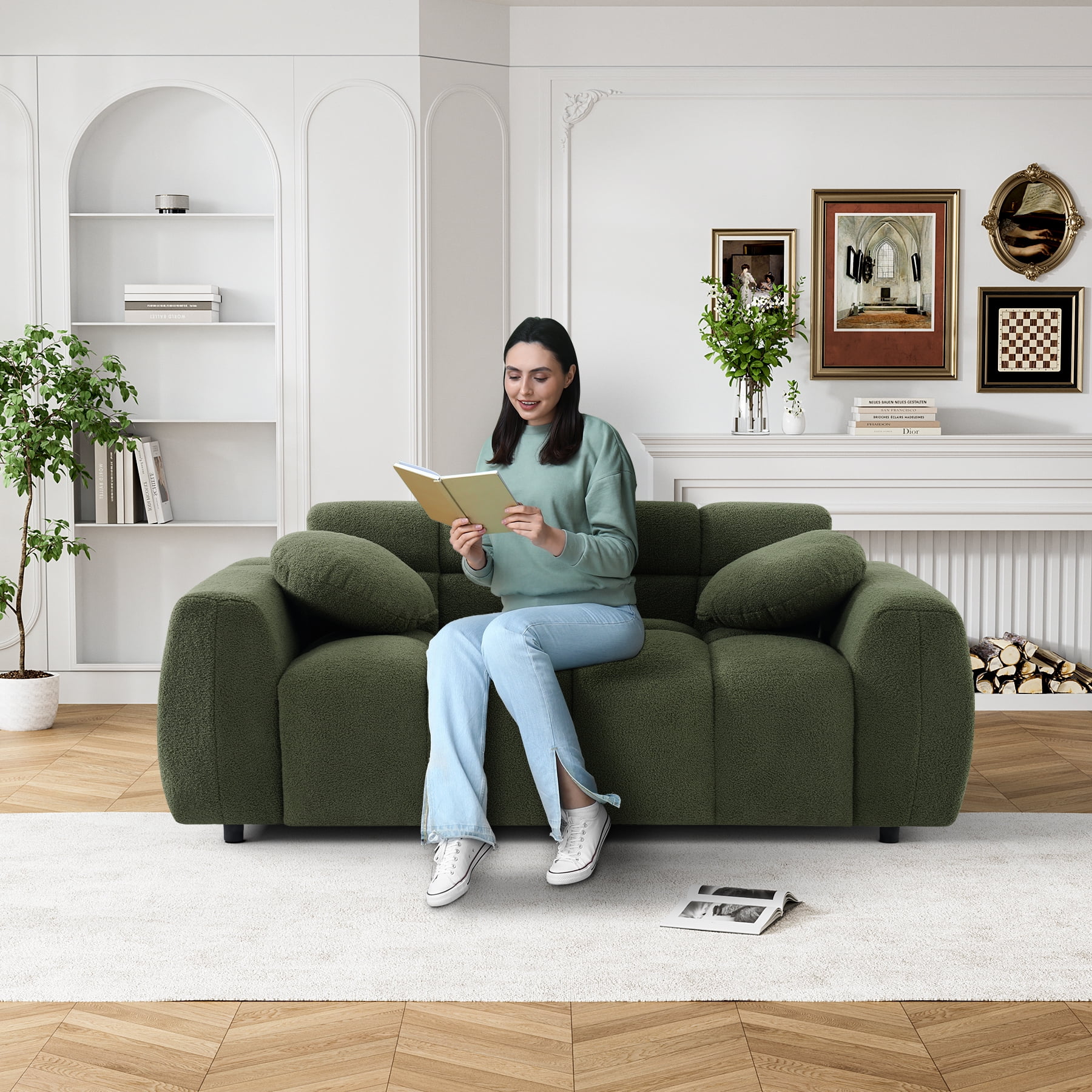 Rophefx Teddy Deep Seat Cloud Sofa Couch for Living Room, Bedroom