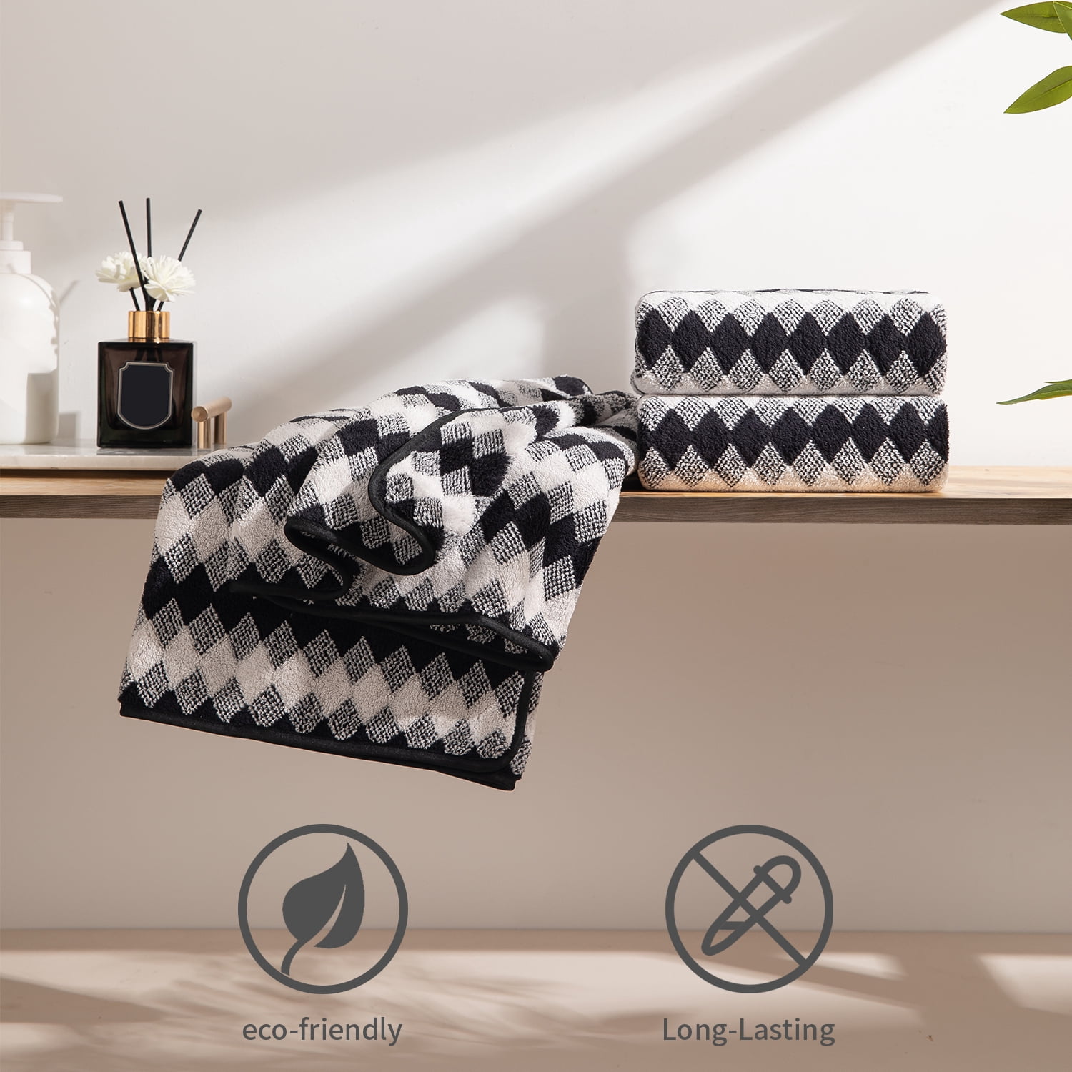 Beartech 12 Piece Hand Towel Set, Ultra Soft and Highly Absorbent Microfiber Towels 600GSM Quick Dry 16"x32" Hand Towels For Bathroom,kitchen-Black