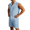thumbnail image 4 of Débardeur d'Été Sans Manches en Lin Uni pour Tenue Décontractée Quotidienne pour Hommes, 4 of 5
