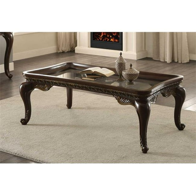 Homelegance 1935-30 Table de Cocktail Bonaventure Park Collection avec Médaillon en Verre - 54 x 31 x 20 Po