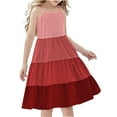 thumbnail image 2 of Nmnitkp Girl Dresses Cute Dresses for Girls Sundress Summer Boho Sleeveless Strap Smocked Tiered Dresses Red,9 Years, 2 of 7