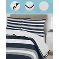 thumbnail image 4 of Quilts Full Size, Navy Blue Gray Stripe Soft Comforter Bedding Set for Bed, Modern Farmhouse Horizontal Striped Lightweight Quilted Bedspread with Pillow Cover(2 Pieces) for All Season, 78x90 Inch, 4 of 6