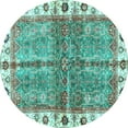 thumbnail image 1 of Ahgly Company Indoor Round Oriental Light Blue Traditional Area Rugs, 6' Round, 1 of 4