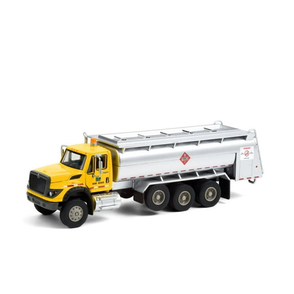 2018 International WorkStar Tanker Truck, Yellow and Silver - Greenlight 45120A/48 - 1/64 scale Diecast Model Toy Car
