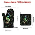 thumbnail image 2 of Pofeuu Music Notes Print Oven Mitts and Pot Holders 4 pcs Set,High Heat Resistant 500 Degree Extra Thicken Long Kitchen Cotton Oven Glove for Cooking, 2 of 6