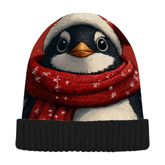 JSTEL Christmas Penguin Beanie for Women Men Winter Hat Reversible Skull Knit Cap