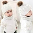 thumbnail image 3 of GRNSHTS 2PCS Toddler Baby Knit Hat Scarf Winter Warm Beanie Cap with Circle Loop Scarf Neck Warmer (White), 3 of 9