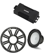 Kicker 48PXA6001 Weatherproof Powersport Mono Amp & 10" 2 Ohm Marine Subwoofer ( Charcoal Grill )