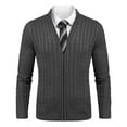 thumbnail image 6 of COOFANDY Men's Full Zip Cardigan Sweater Slim Fit Cable Knitted Zip Up Sweater with Pockets, 6 of 9