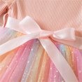 thumbnail image 6 of BLTIBY Toddler Girls Tulle Long Sleeve Dress Knit Party Bowknot Fall Winter Round Neck Birthday Party Dresses Pink 4-5 Years, 6 of 9