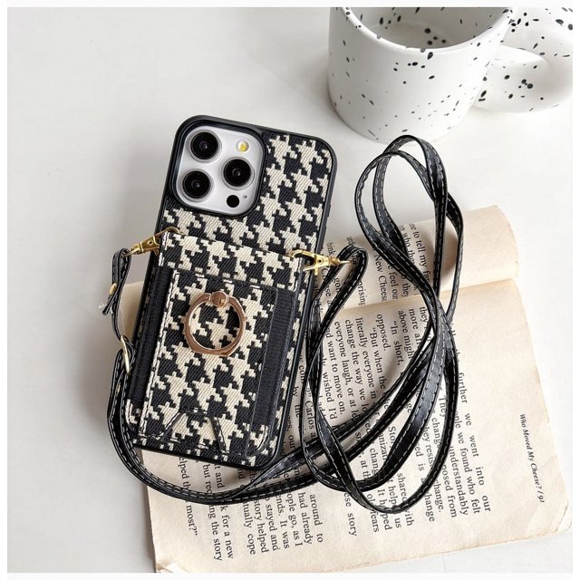 Luxury Retro Wallet Phone Case For iPhone 15 14 Plus 13 12 11 Pro Max Samsung S23 24 ultra Crossbody Rope Slot Ring Holder Cover Full Coverage For iPhone 11