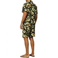 thumbnail image 3 of INSPIRE CHIC Summer Printed Shirts Set for Men's Short Sleeves Color Block Hawaiian Outfit M Navy Blue, 3 of 4