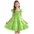 thumbnail image 3 of Gibobby Toddler Girl Dress Toddler Girls Dresses Short Sleeve Butterfly Print Fashion Round Neck Princess Dress for Child Girls(4-5 Years,Light Green), 3 of 7
