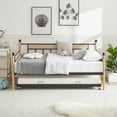 thumbnail image 3 of SYNGAR Metal Daybed with Trundle, Modern Home Twin Daybed with Pop Up Trundle Twin Size Sofa Bed W/ Steel Slats Support, Platform Bed Frame No Box Spring Needed, Black, D6612, Adult, 3 of 12