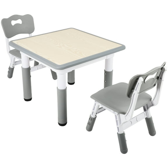 Kids Table and Chairs, Height Adjustable, 23.6"x23.6" Arts & Crafts Table