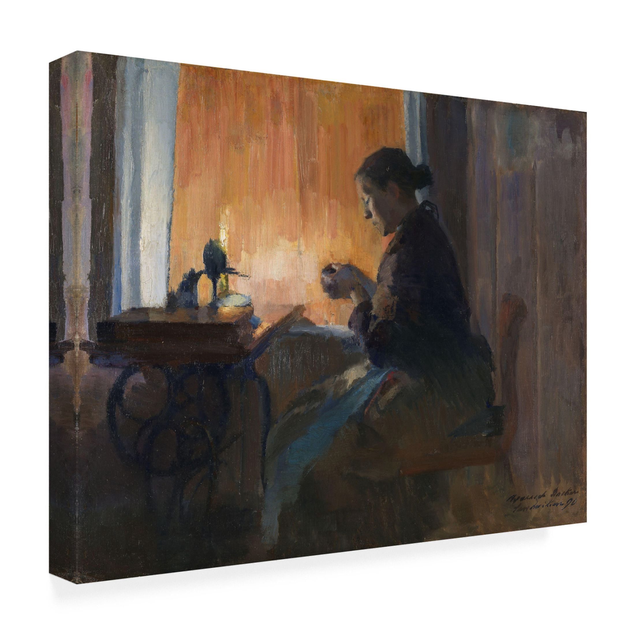 Harriet Backer 'By Lamp Light, 1890' Canvas Art - 47 x 35 Inches