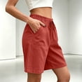 thumbnail image 6 of Taqqpue Womens Linen Shorts 5 Inch under 10 Dollars Elastic Waist Plus Size Athletic Shorts Solid Color Fashion Comfy Drawstring Casual Pocket Loose Shorts Pants Clearance for Women, 6 of 8