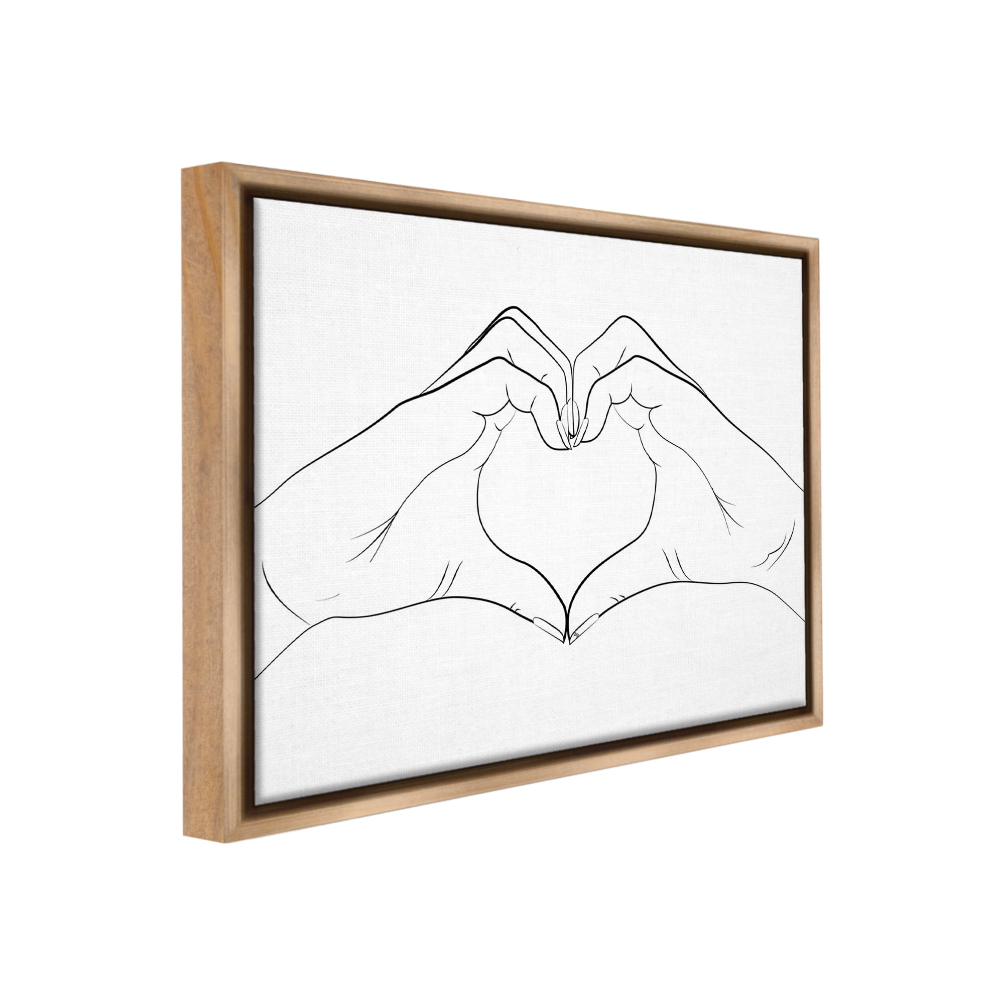 Stupell Industries Heart Shape Hands Typography Painting Brown Floater Framed Canvas Art Print Wall Art, 31 x 25
