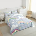 thumbnail image 3 of Feelyou Cartoon Rainbow Cloud Bedding Comforter Set, Kawaii Stars Galaxy Sky Twin Comforter Sets, Teens Kids Boys Girls Reversible Bedding Set, Luxury Bedroom Decor, 2pcs, 3 of 8