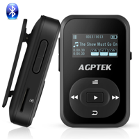 AGPTEK A26 8GB Bluetooth 4.0 MP3 Player,FM Radio Music Player with Sports Clip Hi-Fi Sound(up to 64GB),Black