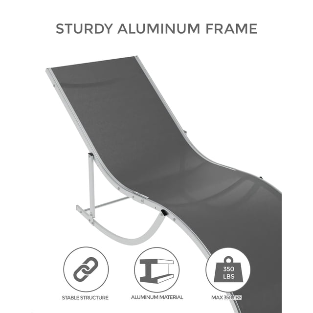 Chaises de Patio Chaises Longues d'Extérieur Ensemble de 2 - Inclinables Réglables, Textilène Gris Foncé, Aluminium Robuste pour Piscine, Plage (Lot de 2)