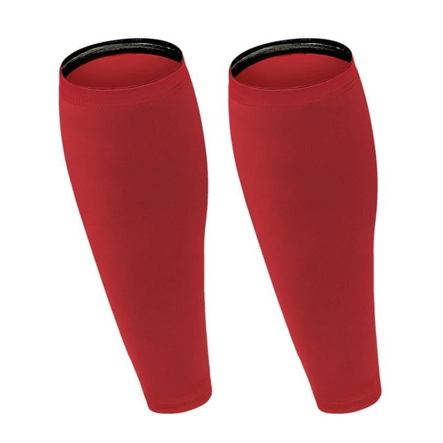 Yimiti une Paire Sport Compression Manchons de Mollet Chaussettes de Compression Sans Pieds Course Cyclisme, Rouge G