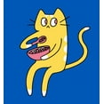 thumbnail image 2 of Derpy Kitty Cat With Pink Bowl Adult Blue Long Sleeve Hoodie-Medium, 2 of 3